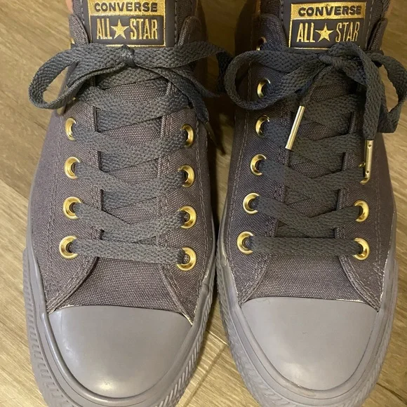 Converse All Star Low Top Gray with Gold Accents 8 - Picture 12 of 13